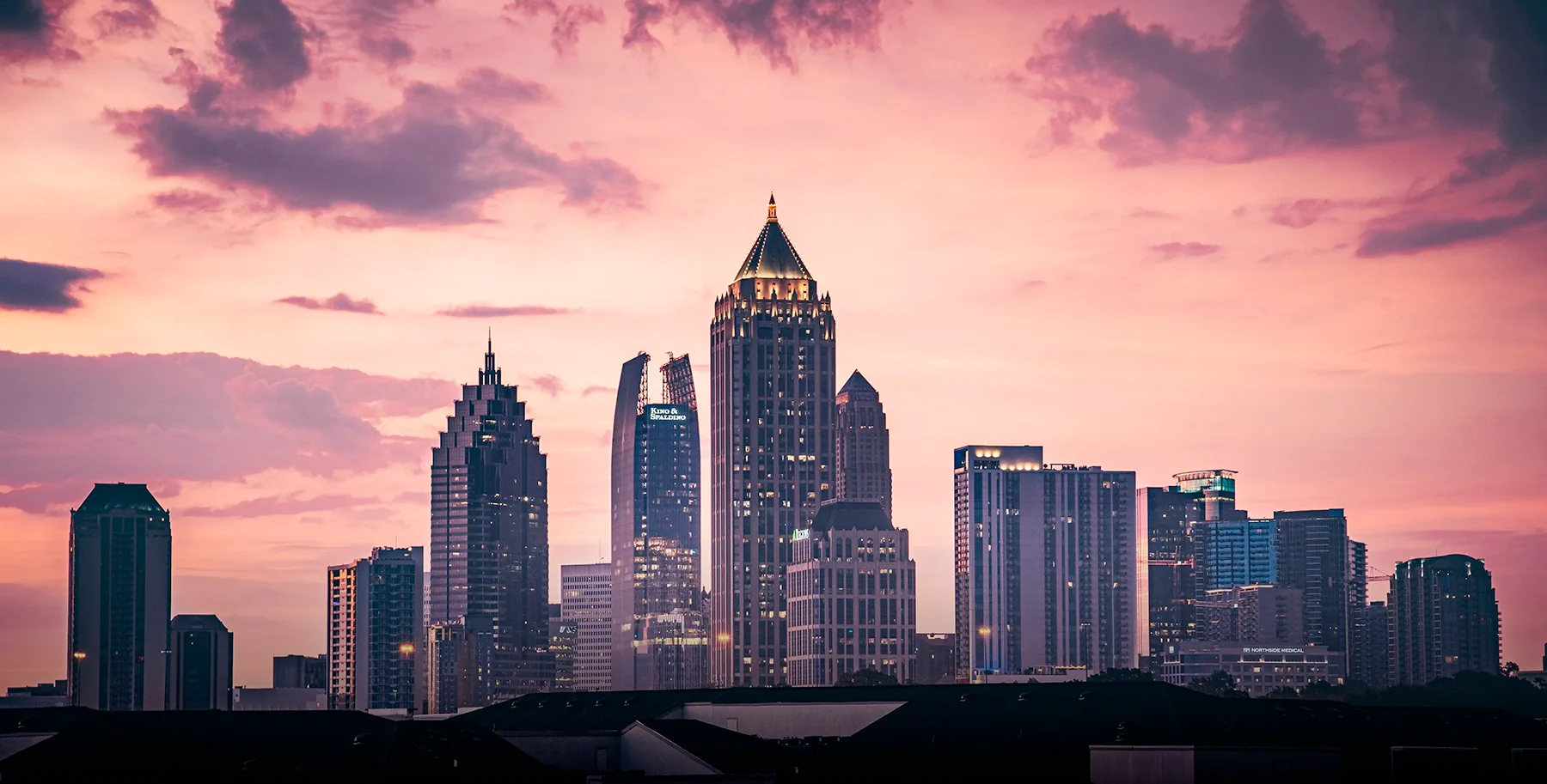 Atlanta skyline at sunset